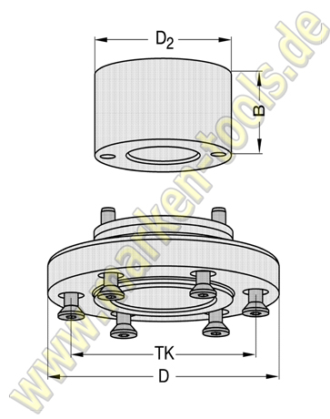 Sägeblattaufnahme 2-teilig D=100mm Typ SA1 55mm