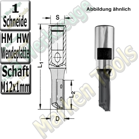 Holz Wendeplattenfräser Ø 10mm x25x65mm Z1 Schaft M12x1