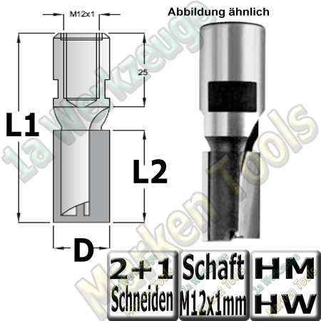 Nutfräser Ø 26mm x40x73mm Z2+1 HM HW Schaft M12x1
