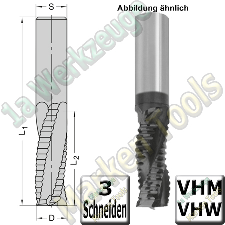 Ø 14mm x45x100mm Schrupp-Schlichtfräser Z3 VHW VHM S=14 RR, Beschichtet