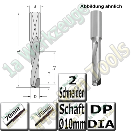 DP Dia Dübelbohrer Dübelochbohrer Ø 10mm x35x70mm Schaft 10mm