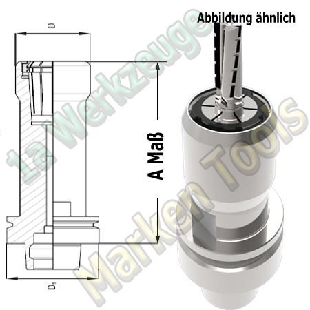 HSK 63F CNC Spannzangenfutter OZ25 462E Spannzange A=76mm D=53mm Zeta Innenmutter