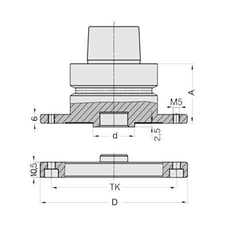 HSK 63F Sägeblattaufnahme SA2 Ø106xØ30mm A=40mm mit Spanndeckel