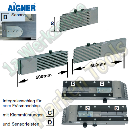 Aigner Integralanschlag scm Tischfräse mit Sensorüberwachung 500mm 650mm x 150mm-