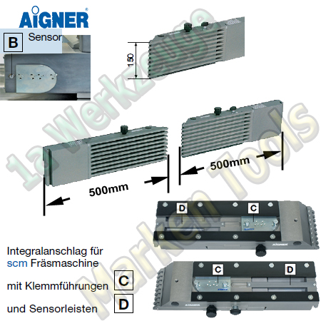 Aigner Integralanschlag scm Tischfräse mit Sensorüberwachung 500mm 500mm x 150mm