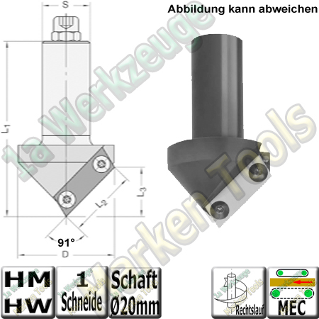 91° HM HW-Wpl-Fase-Folding-Ziernutfräser Z1 S=20mm