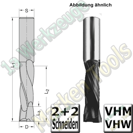 Ø 12mm x32x80mm Z2+2 CNC Schlichtfräser Spiralnutfräser VHW VHM S=12 RR Beschichtet