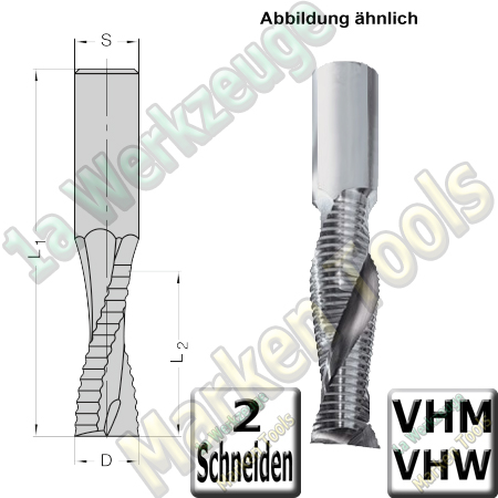 Ø 14mm x35x80mm CNC Schruppfräser Z2 VHW VHM S=14 R/R